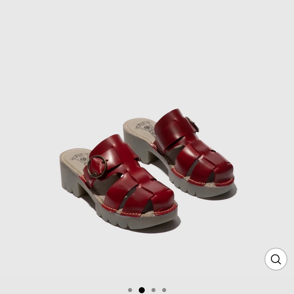 Fly London Burgundy Leather Clogs